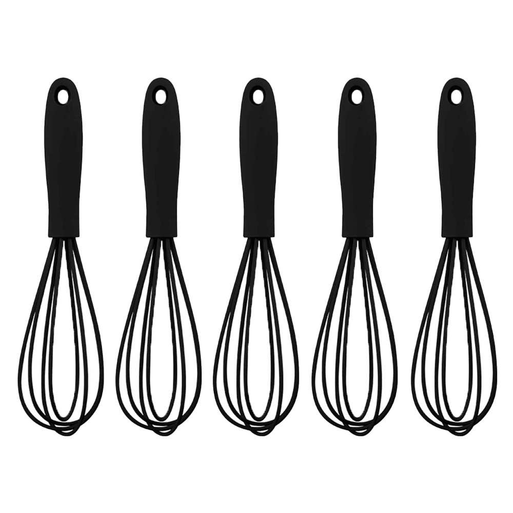 HighQuality Silicone Whisk Set 5pcs Mini Whisks for Cooking black