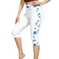 thumbnail image 3 of UVEASISHA Womens Capris Pants High Waisted Tropical Print Swim Leggings Quick Dry Tummy Control Tights with Modest Knee Length Bathing Suit Bottoms for Swimming Water Sports Multicolor XXL, 3 of 6