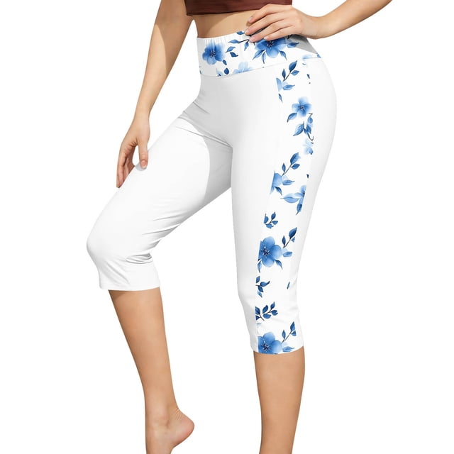 Leggings Capri de Cintura Alta para Mujeres Pantalones de Baño de Moda Leggings de Traje de Baño de Cintura Alta Suave Elástico Secado Rápido para Piscina de Playa