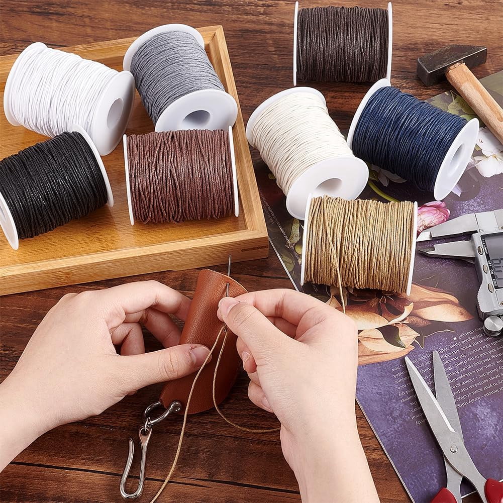 800 Yards 1mm Waxed Cord 8 Colors Waxed String Cotton Waxed Thread Beading Cord for Chinese Knotting Wax Cord Necklace String for Jewelry Making Bracelet Earth Tone DIY Mixed Color
