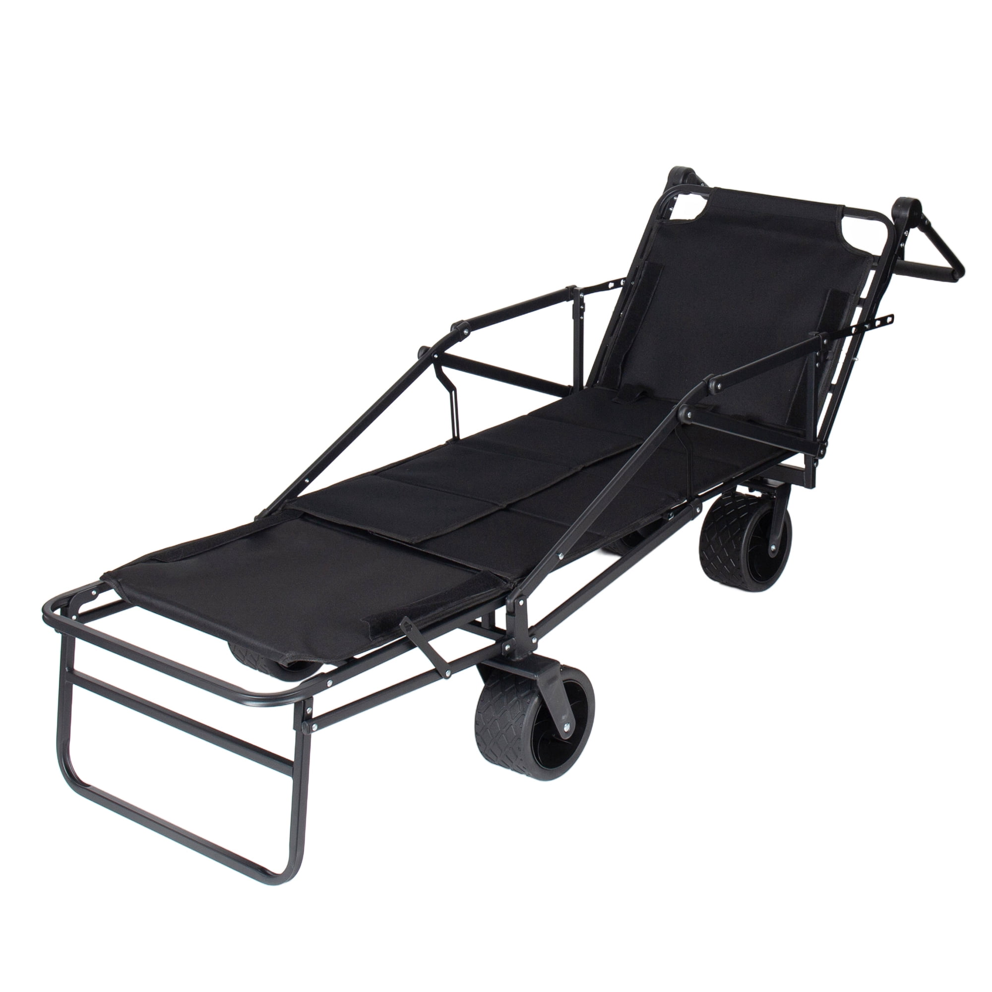 2-in-1 Multifunctional Folding Wagon Cart, Convertible Beach Chair with All-Terrain 360° Swivel Wheels, 650LB Heavy Duty Utility Cart with Brake for Shopping, Beach, Camping, Sports, Garden