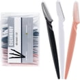 thumbnail image 1 of 40 Pcs Rasoir à Sourcils pour Femmes, Kit de Rasoir pour le Visage Outil de Dermaplaning pour Enlever les Peluches Pêche, Lames en Acier Inoxydable avec Couvre-Protecteurs / Tondeuse à Sourcils, Épilation du Visage (Noir Blanc Brun), 1 of 6