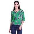 thumbnail image 4 of Moomaya Printed Keyhole Neck Ring Top Casual 3/4th Sleeve Tees Tank Tunic Top, 4 of 6