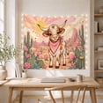 thumbnail image 5 of Spotted Calf with Paisley Bandana on Sandy Desert Mesa, Whimsical Folk Art for Teen Girls, Western Ranch Decor, Birthday Gift, Tapestry Wall Hanging for Bedroom and Dorm, 5 of 7