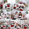 thumbnail image 5 of Abstract Space Design Sense Bedding Duvet Cover Set King Size 4 Pieces Red Black Stitching Suqare Bedding Set with Zipper Closure, 1 Comforter Cover 92x106 Inches 1 Flat Sheet & 2 Pillow Cases, 5 of 7