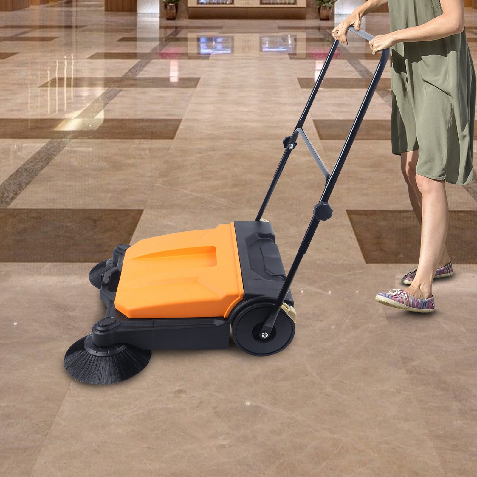 TOOL1SHOoo 26 Inch Industrial Manual Push Sweeper Walk-Behind Floor Sweeper