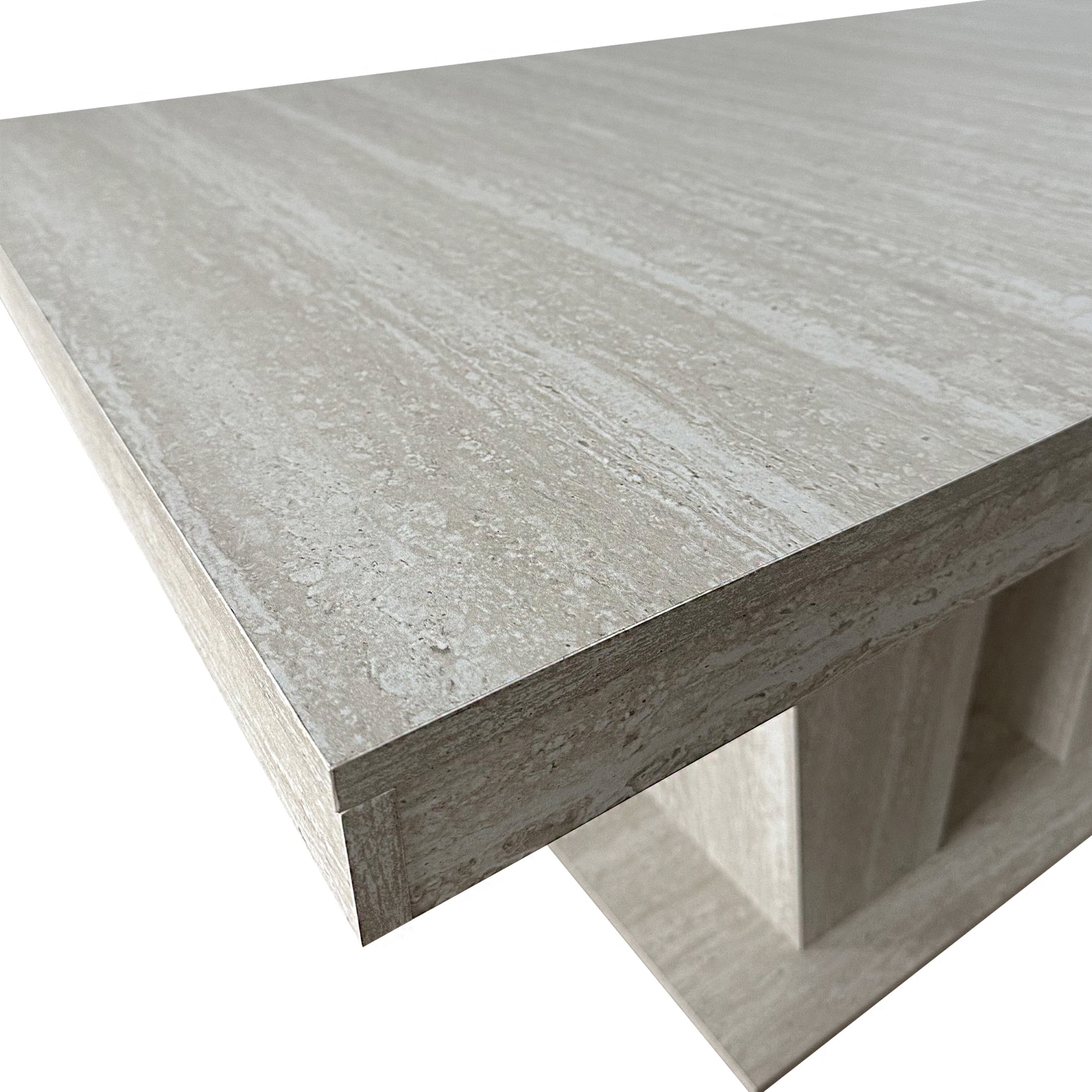 Noble House Brivaro 78.74" Extendable Dining Table, Large Wooden Dual Column Pedestal Table for 6-10, Beige