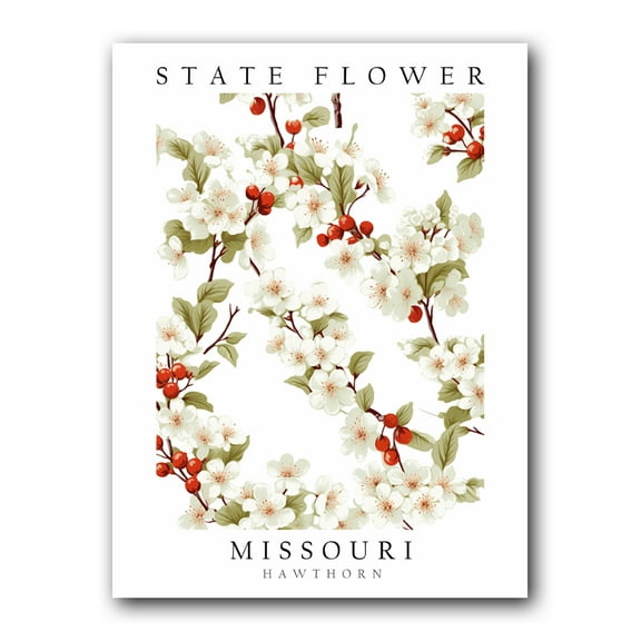 Hawthorn, Missouri State Flower, Poster Print, Wall Décor