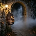 thumbnail image 5 of Woven Pumpkin Halloween Lantern, 12 inch Handwoven Pumpkin Light with Hollow Face Cutout, Halloween Decor Indoor for Halloween Fall Autumn Thanksgiving Table Mantel Party Home Office Decor - Black, 5 of 9