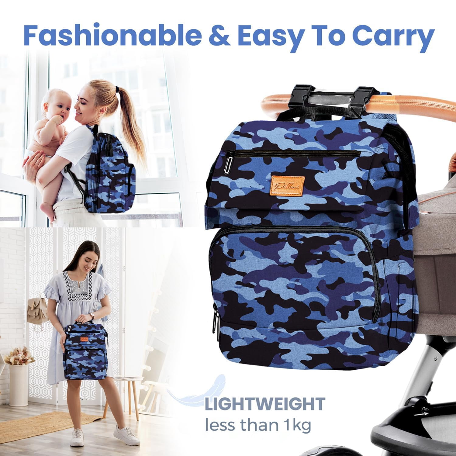 PILLANI Baby Diaper Bag Backpack - Large Bag for Boys & Girls, Waterproof Diaper Backpack - Travel Diaper Bags w/Changing Pad, Baby Registry Search & Shower Gifts - Essentials Must Haves Newborn Stuf