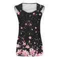 thumbnail image 6 of Floral Printed Tank Tops Womens 5 Button up Shirt Sleeveless O-ring Straps V Neck Summer Vest Tees Blouses Loose Fit (M, Black 01), 6 of 6