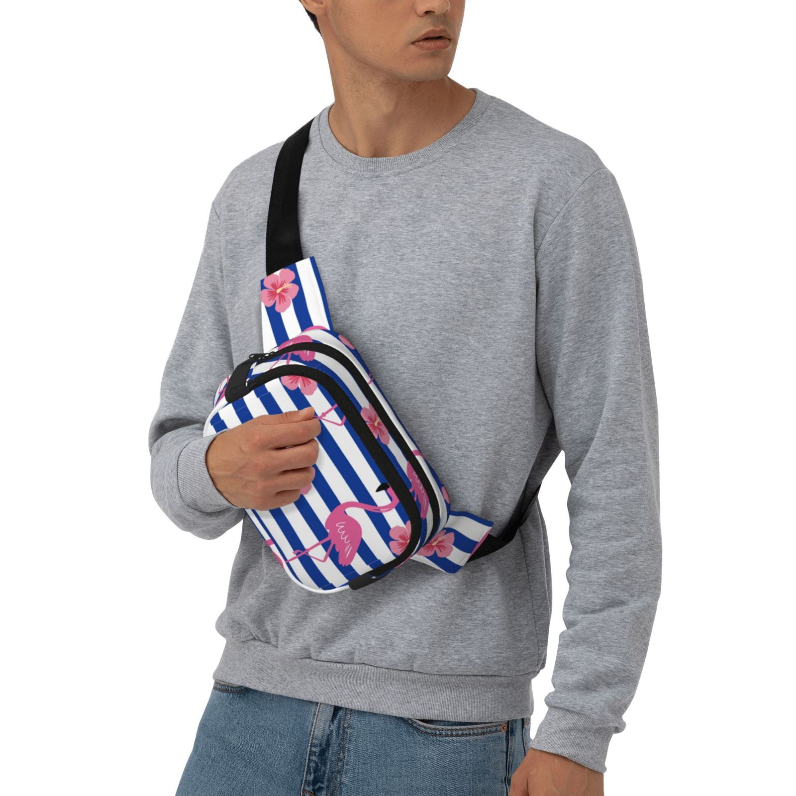 Picia Flamingo Print Square Double-Layer Waist Bag Mini Adjustable Waist Belt Bag Exercise Running Travel Hiking