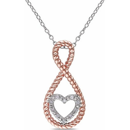 Miabella Diamond Accent Two-Tone Sterling Silver Infinity Heart Pendant, 18