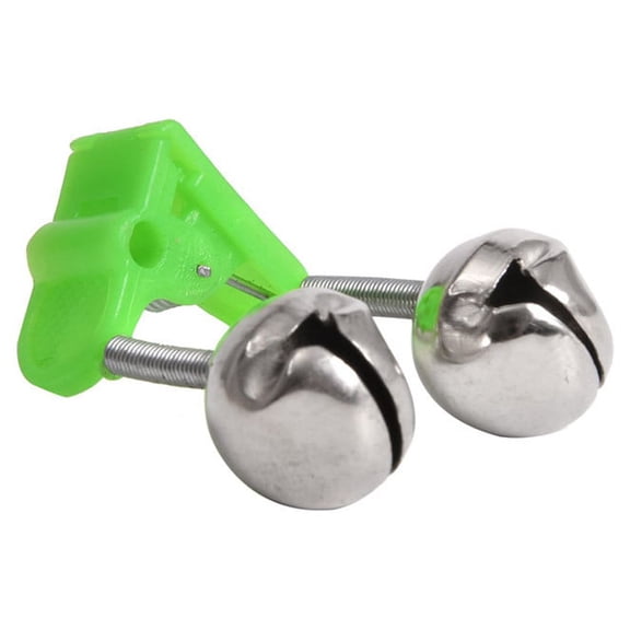 Fishing Pole Fish Alarm of 10Pcs Twin Bell Ring Clip in Green Color for Easy Clamping as Great Accessory for Fishing