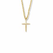 Singer Women's 3/4 Inch 14K Gold Fileld Tapered and Pointed Ends Cross Necklace with Stainless Steel Gold Plated 16" Chain, Style Cross