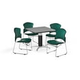 thumbnail image 2 of Core Collection Breakroom Set, 42" Square Metal Mesh Base Multi-purpose Table in Gray Nebula,  4 Multi-use Plastic Stack Chairs with Anti-microbial/Anti-bacterial Vinyl Seat and Back in Charcoal, 2 of 5