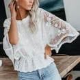 thumbnail image 3 of Perfectbot Lace Tops for Women Batwing Sleeves Crew Neck Eyelet Blouse Dressy Casual Elegant Shirt, 3 of 8