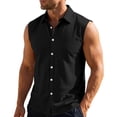 thumbnail image 3 of Luvrsol Cotton Sleeveless Shirts for Men Solid Button-Down Collar Cardigan Casual Sport Tops, S-3XL, 3 of 10