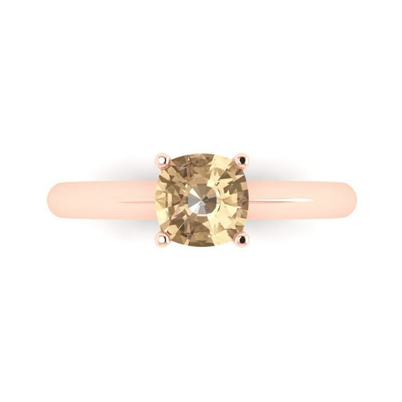 Clara Pucci 14K Rose Gold 1ct YellowMoissanite Solitaire Ring for Women