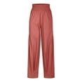 thumbnail image 3 of Lixiuxyad Comfy Casual Pants Women Linen Boho Pants Baggy Harem Pants Summer Loose Wide Leg Trousers High Waisted Beach Vacation Pants With Pocket Red, 3 of 4