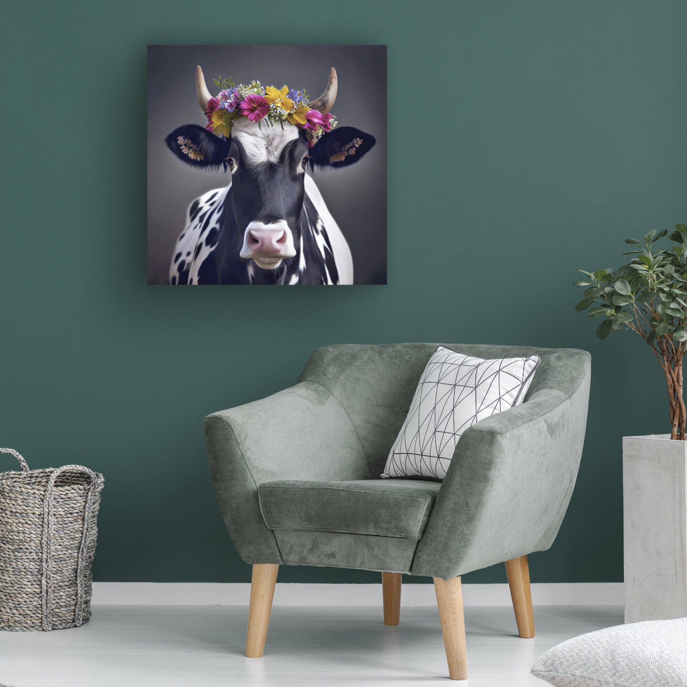 Canvas Wall Art - Sasha 'Flower Crown II' Wall Art for Living Room, Bedroom, or Office Décor by Trademark Fine Art - 18 x 18 Inches
