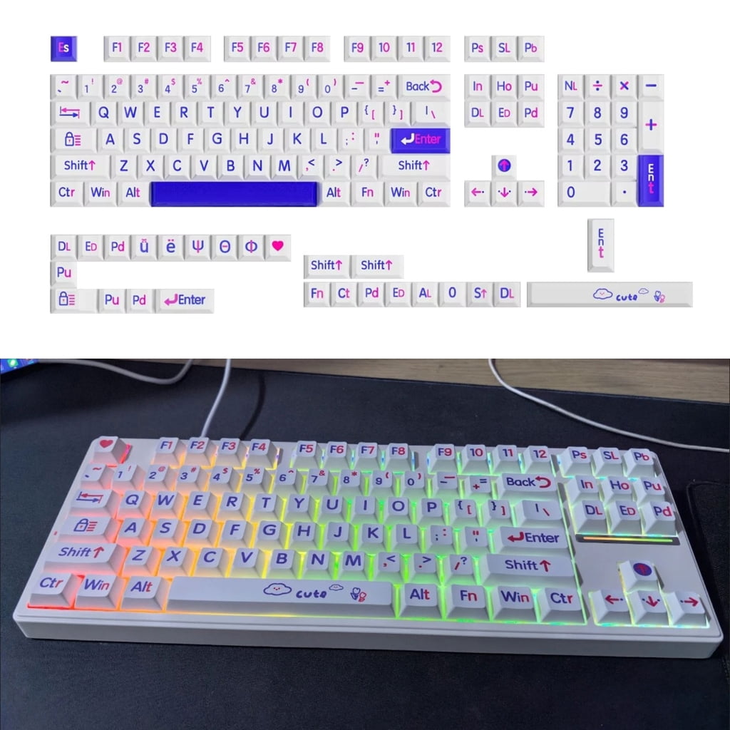 AOOOWER 125Keys Original Profile Kleins Blue Big Letter Keycap Dye Sublimations Keyboards