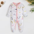 thumbnail image 2 of Splozh Baby Girl Sleepwear Pajamas Baby Footed Bodysuit 3 6 12 18 24 Months Baby Boys Girls Cotton Cute Long Sleeve Button Down Soft Cozy Outfits,Light Pink,6-9 Months, 2 of 5