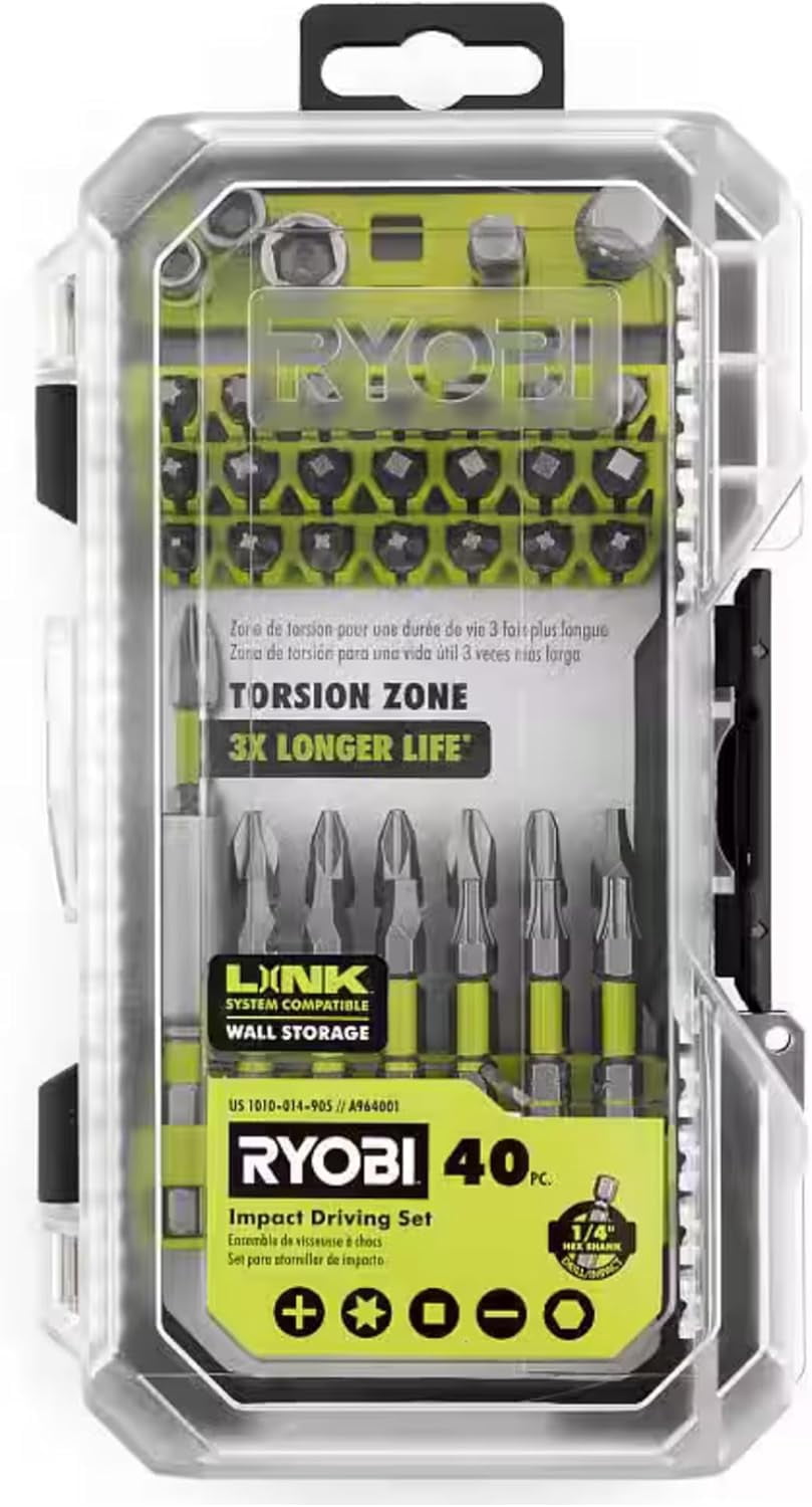 Cordless Drill Set Bundle with Ryobi 18V ONE+ Drill Driver, 3/8 Inch Chuck, 40 Piece Bit Set, 1.5 Ah 18-Volt Lithium-ion Battery, 18-Volt Charger and Buho 16 Inch Tool Bag