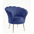 thumbnail image 2 of 34" Blue Velvet Scalloped Back Barrel Accent Chair with Metal Legs (1-Piece - Solid Wood Frame + Velvet Seat - Modern Style - With Backrest), 2 of 6