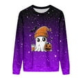 thumbnail image 4 of Heisall Womens Sweatshirt Halloween Theme Glitter Print Round Neck Casual Sporty Long Sleeve Fleece-lined Autumn Winter Fashion Casual Tops, 4 of 9