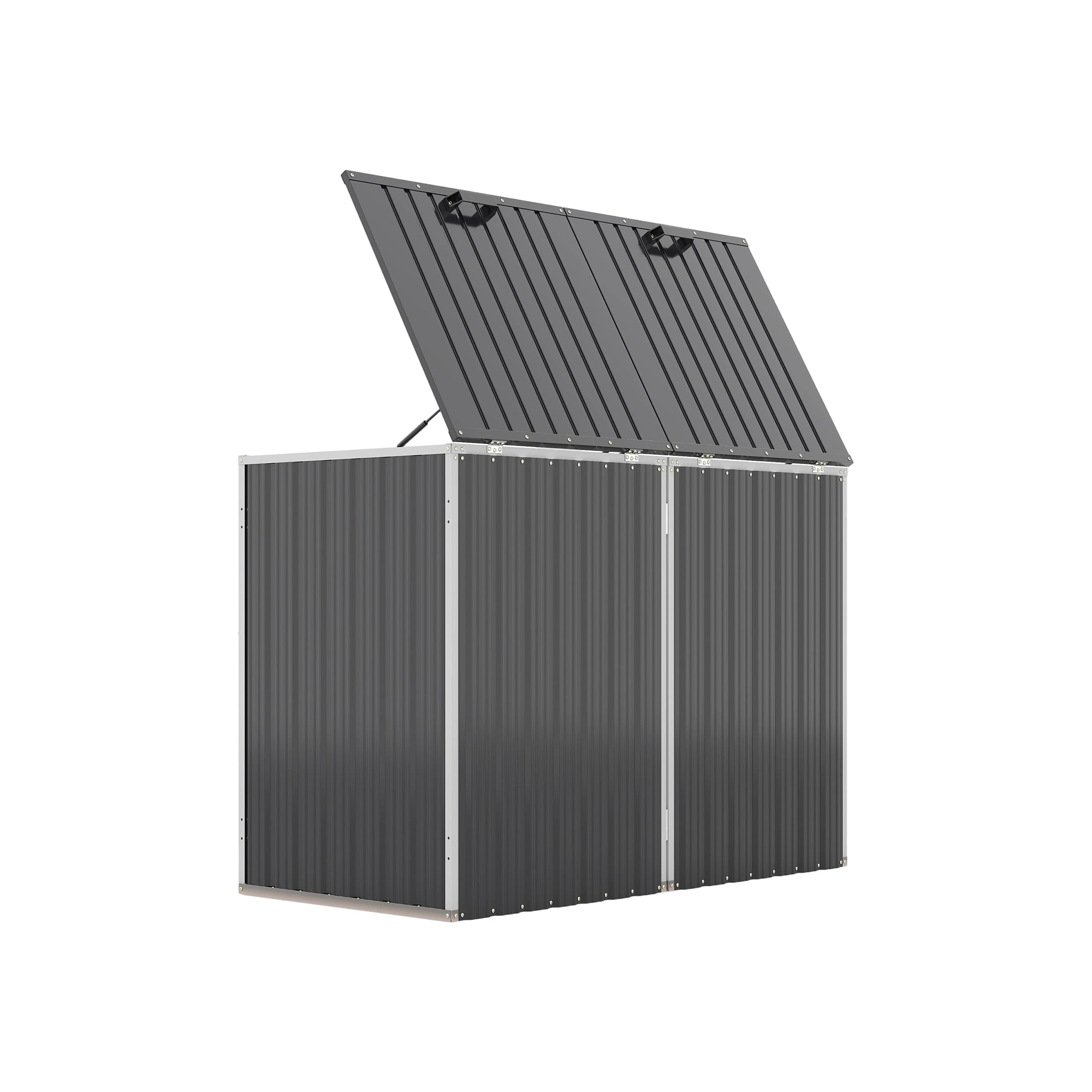 Royard Oaktree Metal Garbage Can Shed for 2 Trash Cans, 54 Cu.Ft Outdoor Storage Shed with Lockable Doors & Waterproof Lid Chain, Bike Sheds & Outdoor Storage for Patio, Garden, Backyard, Dark Grey