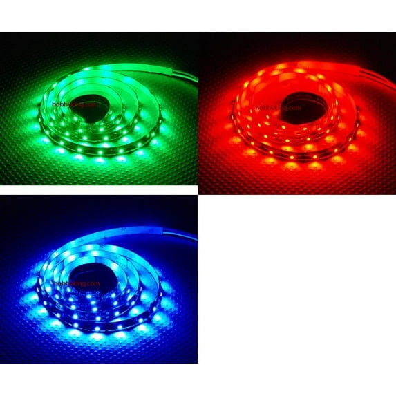 HobbyFlip Turnigy High Density R/C LED Lights Flexible Strips Green Red Blue 1 Meter Compatible with RC Aircraft