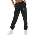 thumbnail image 2 of CFLVAEK Valentines Day Sweatpants for Women Cute Love Heart Print Joggers Pants with Pockets Casual Drawstring High Waisted Workout Lounge Sweatpant Black M, 2 of 5