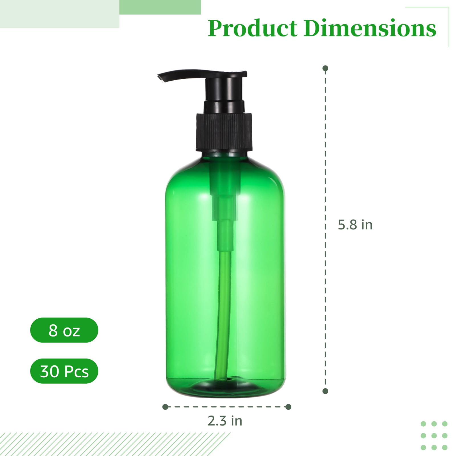 30 Pack 8 oz Empty Pump Bottles, Leak-Proof Refillable Travel Bottles for Shampoo, Lotion, Conditioner, Semi-Transparent Plastic Dispensers