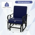 thumbnail image 3 of Gymax Patio Glider Chair Single Outdoor Rocking Chair w/ Seat & Back Cushions Navy, 3 of 9