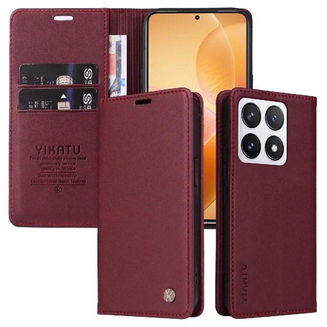 Funda para Xiaomi 14T Pro Estuche de Cuero PU Tipo Cartera con Ranuras para Tarjetas y Cierre Magnético