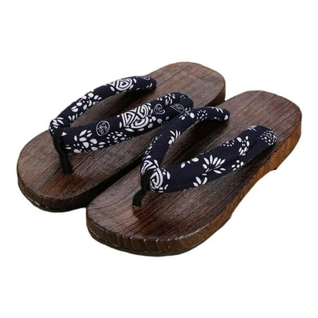 

Japanese Style Clogs Slippers indoor and outdoor Sandals Flip Flops for Men and Women Daily Wearing - Blue Round 43