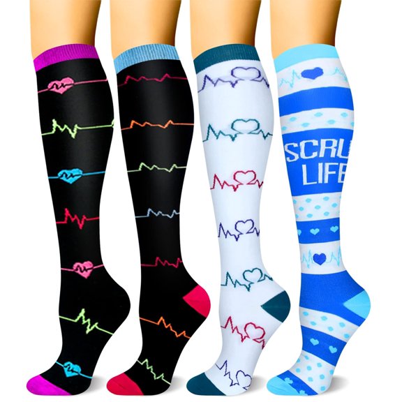 4 Pairs Copper Compression Socks for Women & Men Circulation 15-20 mmhg - Better Blood Flow, Swelling, Best Support for Medical, Running, Nursing