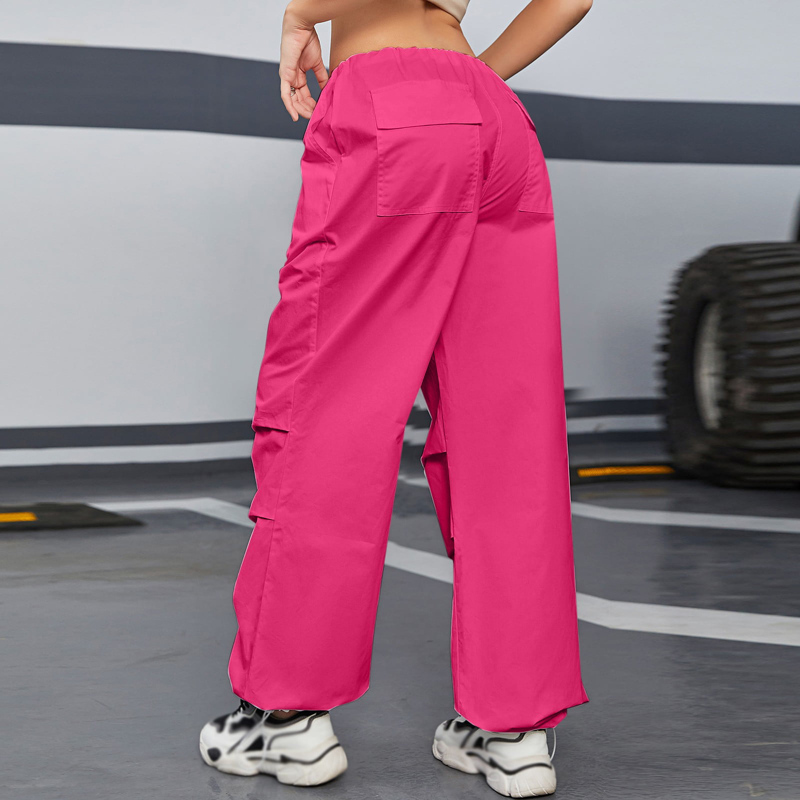 Aayomet Wide Leg Pants for Women 2023 Cargo Pants Woman Relaxed Fit Baggy  Clothes Black Two Piece Pants Outfits for Women Casual,Hot Pink XL