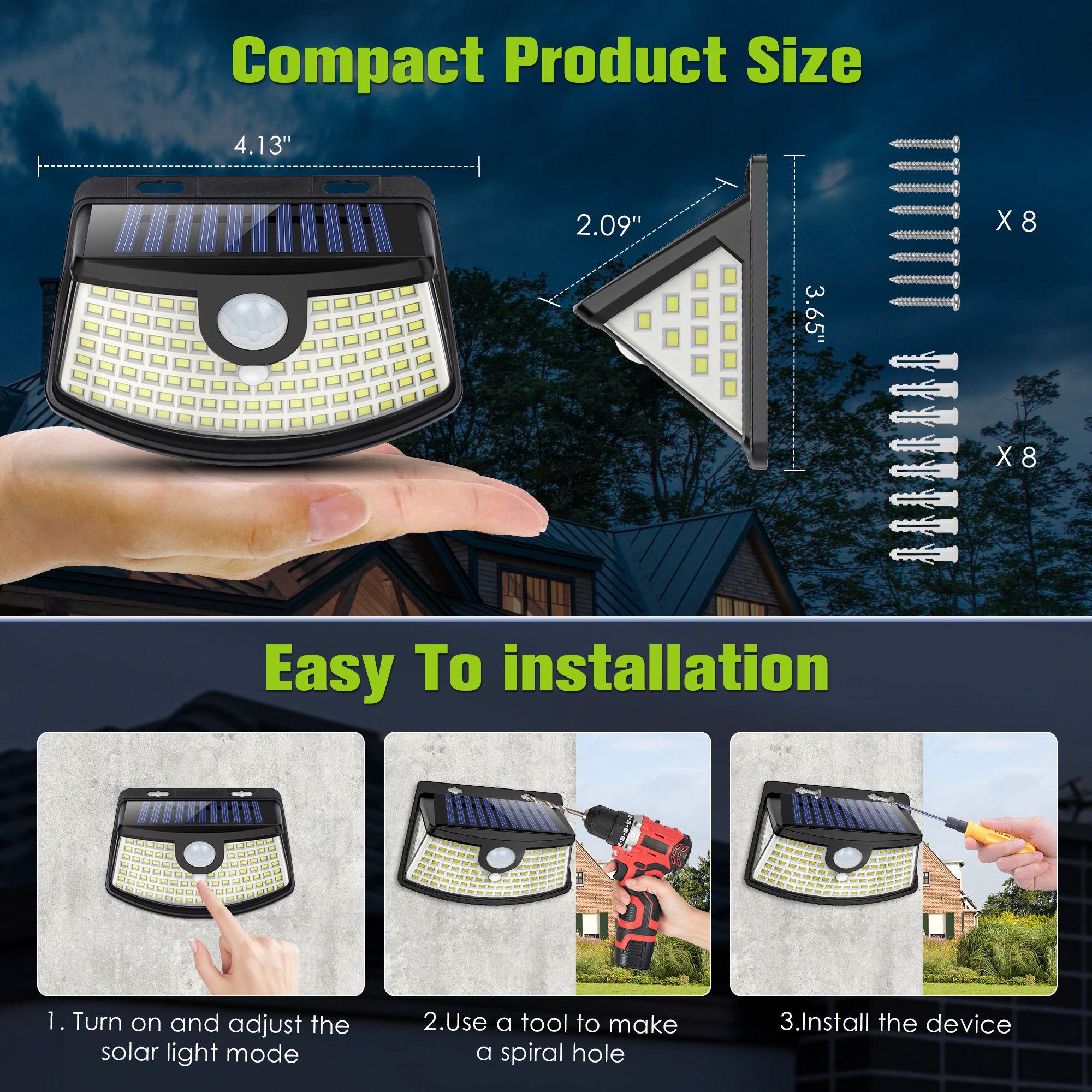 Tolsprint 120-LED Solar Motion Sensor Outdoor Light, 4-Pack photo 4