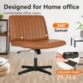thumbnail image 3 of Criss Cross Chair Armless Cross Legged Office Desk Chair Adjustable Swivel Ergonomic Desk Chair No Wheels U Shaped Backrest with Wide Seat Native Sponge Computer Task Vanity Chair for Home Office, 3 of 6