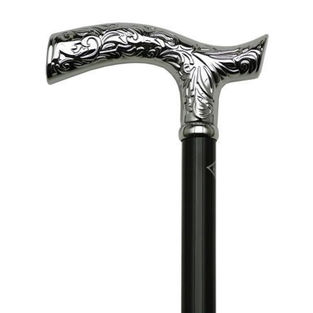 Cane Noir pour Hommes, Poignée Chromée - Cadeau Abordable! Article DHAR-9763400