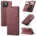 thumbnail image 1 of SaniMore Case for iPhone 14 Plus 6.7" 2022, Premium PU Leather Magnetic Cover Card Slots Cash Pocket Flip Kickstand Shockproof TPU Shell Full Protective Business Retro Case for iPhone 14 Plus, Winered, 1 of 11