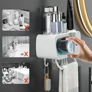 E·Durable Automatic Toothpaste Dispenser Wall Mounted Toothbrush Holder 3 Count