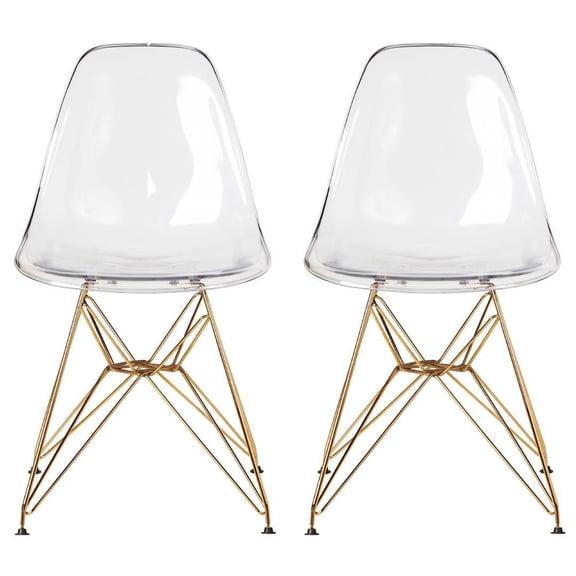 Eiffel Dining Chair with Gold Base - Clear