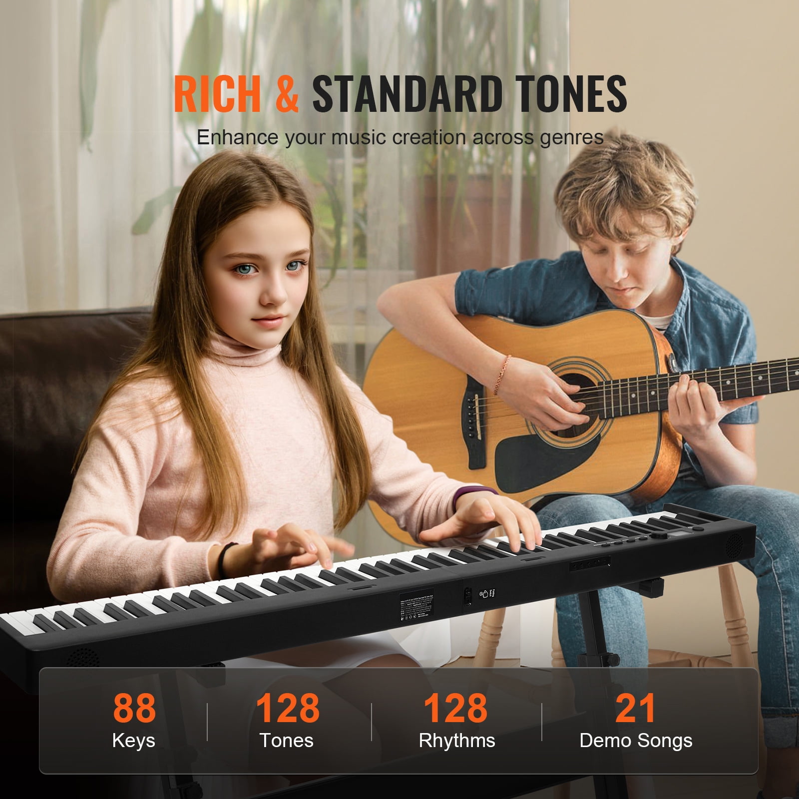 KFFKFF 88 Key Folding Piano Keyboard, Bluetooth & MIDI, Compact Electronic Digital Piano with Stand, Sustain Pedal, Bag, Touch-Responsive Keys, Rechargeable for Novices Teens Adults, Black