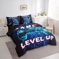 thumbnail image 3 of Feelyou 3D Neon Gamepad Bedding Comforter Set 7 Pieces for Boy, Dreamy Blue Square Abstract Full Bedding Set, Game Level Up Reversible Fitted Sheet Flat Sheet, Breathable Home Decor, 3 of 8
