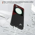thumbnail image 4 of Aramid Fiber Case for Samsung Galaxy Z Flip 5 Case Aramid Fiber Thin Fit Slim Minimalist 6 FT Military Grade Drop Protection Case with Wireless Charging, Black&Red, 4 of 12