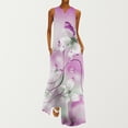 thumbnail image 1 of Robe d'Été Femme Mode Été Imprimée Col en V Sans Manches Robe à Enfiler avec Poches Robe à Manches Courtes en Liquidation, 1 of 5