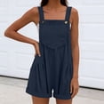 thumbnail image 2 of Women's Solid Color Sleeveless Jumpsuit Romper Mid Rise Relaxed Fit with Functional Pockets Perfect for Casual Outings Summer Vacations or Daily Wear Versatile JASKFLY Dark Blue 2XL, 2 of 8